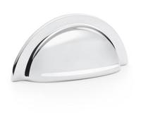 Loops Ridged Cup Handle - Polished Chrome 76mm Centres Solid Brass Shaker Drawer Pull