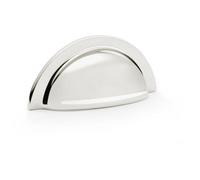 Loops Ridged Cup Handle - Polished Nickel 76mm Centres Solid Brass Shaker Drawer Pull