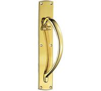Loops Right Handed Curved Door Pull Handle 457 X 75mm Backplate Polished Brass