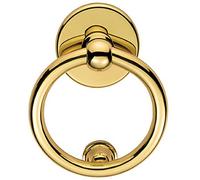 Loops Ring Door Knocker - Strike Plate Included - 115mm Fixing Centres- Polished Brass | External Door Knocker - Front Door Furniture - Ornate Porch Heavy Knocker