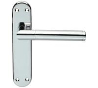Round Bar Lever on Latch Backplate Door Handle - 180 x 40mm - Polished Chrome | Lever on Backplate Door Handle - Internal Door Hardware - Lock, Euro, Oval and Latch Options Available