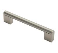 Loops Round Bar Pull Handle 168 X 14mm 128mm Fixing Centres Satin Nickel & Steel