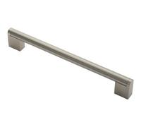 Loops Round Bar Pull Handle 232 X 14mm 192mm Fixing Centers Satin Nickel & Steel