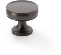 Loops Round Fluted Door Knob - 32mm Diameter Dark Bronze Retro Cupboard Pull Handle