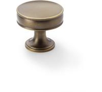 Loops Round Fluted Door Knob - 38mm Diameter Antique Brass Retro Cupboard Pull Handle