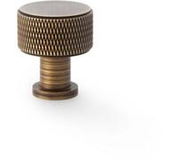Loops Round Knurled Door Knob - 29mm Diameter Antique Brass Radio Cupboard Pull Handle