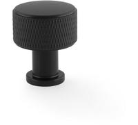 Loops Round Knurled Door Knob - 29mm Diameter Matt Black Radio Cupboard Pull Handle
