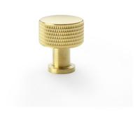 Loops Round Knurled Door Knob - 29mm Diameter Satin Brass Radio Cupboard Pull Handle