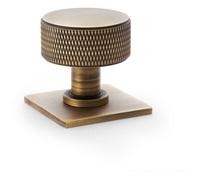 Loops Round Knurled Door Knob - 35mm Diameter Antique Brass Radio Cupboard Pull Handle