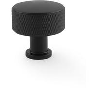 Loops Round Knurled Door Knob - 35mm Diameter Matt Black Radio Cupboard Pull Handle