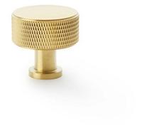 Loops Round Knurled Door Knob - 35mm Diameter Satin Brass Radio Cupboard Pull Handle