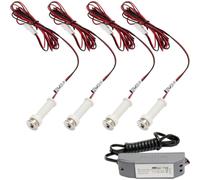 ROUND LED Plinth Light Kit 4x WARM WHITE Spotlights Kitchen Bathroom Floor Panel