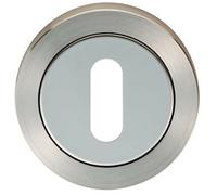 Loops Round Lock Profile Escutcheon 52mm Dia Concealed Fix Bright Satin Steel in Metallics Loops Metallics