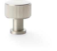 Loops Round Reeded Door Knob - 29mm Diameter Satin Nickel Lined Cupboard Pull Handle