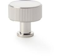 Loops Round Reeded Door Knob 35mm Diameter Polished Nickel Lined Cupboard Pull Handle