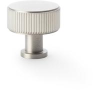 Loops Round Reeded Door Knob - 35mm Diameter Satin Nickel Lined Cupboard Pull Handle