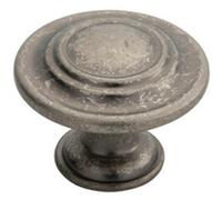 Loops Round Ringed Pattern Door Knob 32mm Diameter Pewter Cabinet Handle