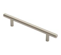 Loops Round T Bar Cabinet Pull Handle 188 x 12mm 128mm Fixing Centres Satin Nickel in Metallics Loops Metallics