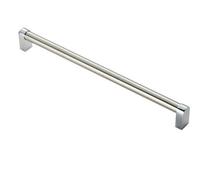 Loops Round Tube Pull Handle 336 X 16mm 320mm Fixing Centres Satin Nickel & Chrome