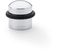 Loops Rubber Tip Dome Top Floor Mounted Doorstop - Polished Chrome 39mm Dia Round Door