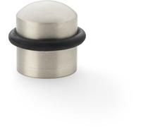 Loops Rubber Tip Dome Top Floor Mounted Doorstop - Satin Nickel 39mm Dia Round Door