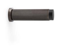 Loops Rubber Tip Reeded Wall Mounted Doorstop - Dark Bronze 75mm Cylinder Lined Door