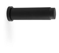 Loops Rubber Tip Reeded Wall Mounted Doorstop - Matt Black 75mm Cylinder Lined Door