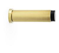 Loops Rubber Tip Reeded Wall Mounted Doorstop - Satin Brass 75mm Cylinder Lined Door