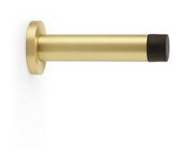 Loops Rubber Tip Smooth Wall Mounted Doorstop - Satin Brass 80mm Projection & Rose