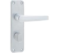 Loops Satin Anodised Aluminium Contract Door Handle for Bathrooms and Bedrooms - Interior Lever on Backplate
