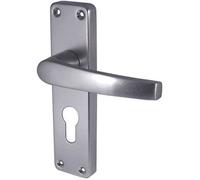 Loops Satin Anodised Aluminium Contract Door Handle With Euro Profile Lockplate - Interior Lever On Backplate