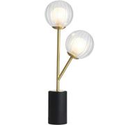 Loops Satin Brass Plate Table Lamp - Clear/frosted Glass Shade - 2X 3W Led G9