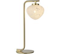 Loops Satin Brass Plate Task Table Lamp - White Confetti Glass Shade - 3W Led G9