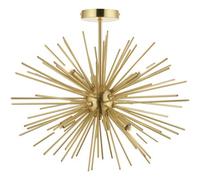 Loops Satin Brass Semi Flush Low Ceiling Light - Multi Arm Lamp - 6 X 3W Led G9