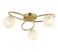 Loops Satin Brass Semi Flush Low Ceiling Light - White Confetti Multi Arm Glass - 3 X 3W Led G9