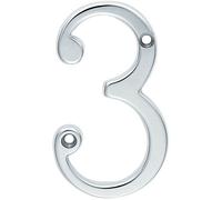 Loops Satin Chrome Door Number 3 - 75mm Height 4mm Depth House Numeral Plaque Loops Multicolor