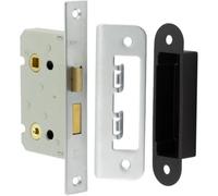 Loops Satin Nickel Bathroom Locks With Square Forend And Radiused Strike Plate - 65mm - Door Lock