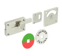 Loops Satin Nickel Indicator Lock For Privacy - Sliding Bathroom Toilet Door Bolt