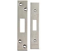 Loops Satin Stainless Steel Deadbolt Lock - 4 Pack - Forend Strike & Fixing Protective Plate Set - Suitable for Deadlocks - Modern Style - Lockable - Touch Control Method