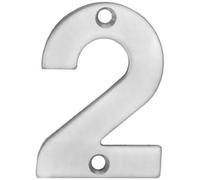 Loops Satin Steel Door Number 2 - Small 50mm Height House Numeral Plaque Sign