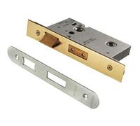 Loops Satin Steel Locking Bathroom Door Sashlock Latch - Radius Forend 76mm Deep