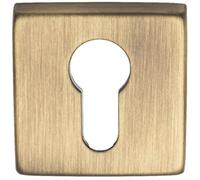 Loops Screwless Round Euro Profile Escutcheon - Antique Brass 50mm Door Key Plate