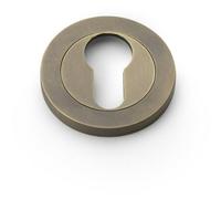 Loops Screwless Round Euro Profile Escutcheon - Italian Brass 50mm Door Key Plate