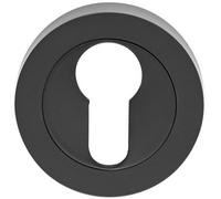 Loops Screwless Round Euro Profile Escutcheon - Matt Black 52mm Door Key Plate