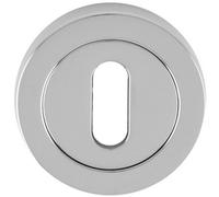 Loops Screwless Round Euro Profile Escutcheon - Polished Chrome 50mm Key Door Plate