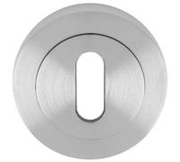 Loops Screwless Round Euro Profile Escutcheon - Satin Chrome 50mm Key Door Plate