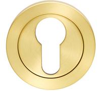 Loops Screwless Round Euro Profile Escutcheon - Satin Pvd 52mm Key Cover Plate