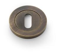 Loops Screwless Round Standard Profile Escutcheon - Antique Brass 50mm Lock Key Plate