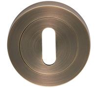 Loops Screwless Round Standard Profile Escutcheon - Antique Brass 52mm Door Key Plate