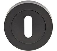 Loops Screwless Round Standard Profile Escutcheon - Matt Black 52mm Door Key Plate